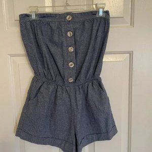 Chambray/ Jean Strapless Romper
